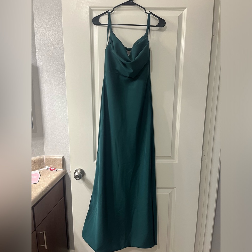 Revelry Green Maxi Slip Dress with Cowl Neck